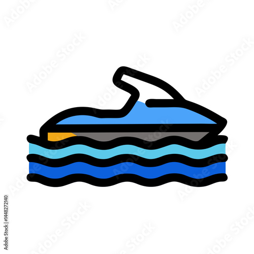 Jet Ski Icon Representing Water Sport Activity and Ocean Adventure

