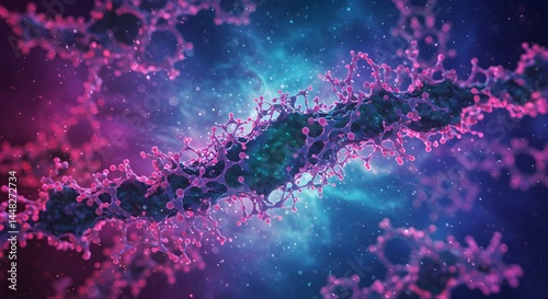 Wallpaper Mural Abstract molecular structure floating in a nebula cosmic space background Torontodigital.ca