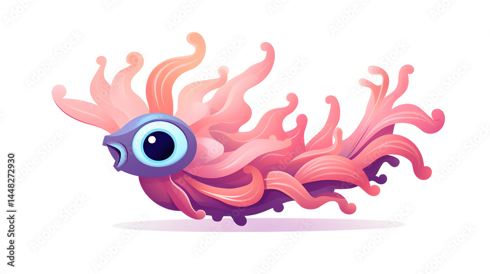 Obraz premium Colorful Nudibranch Cartoon Illustration for Marine Life Educational Materials