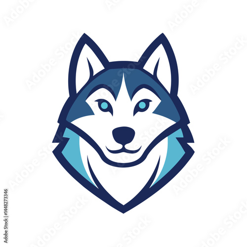 Thin Line Husky Dog Head for Strength and Companionship