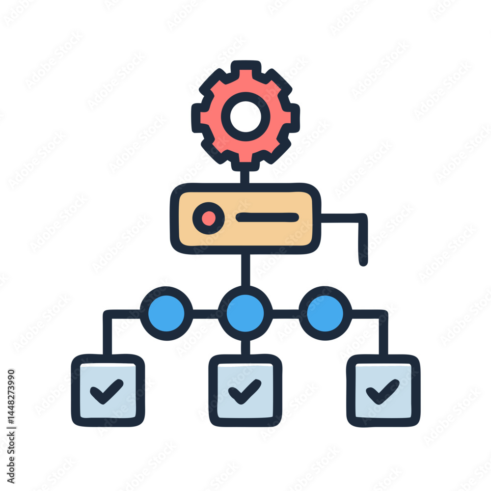 Robot Workflow Tree Icon Representing Automated Process and AI Task Management Robot Workflow Tree Icon Representing Automated Process and AI Task Management
