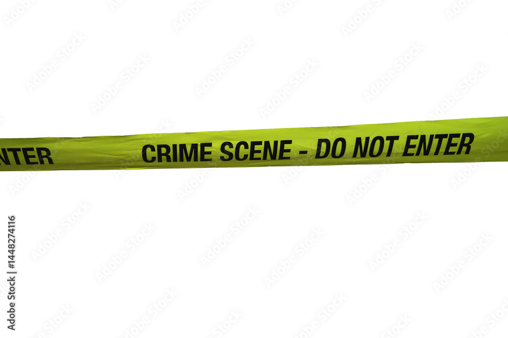 Yellow Crime Scene Do Not Cross Tape Isolated on Transparent Background