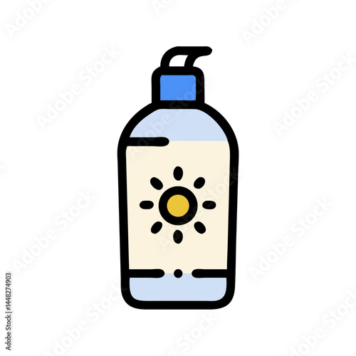 Sunscreen Bottle Icon Representing Sun Protection and Skincare Safety