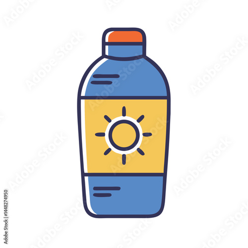Sunscreen Bottle Icon Representing Sun Protection and Skincare Safety