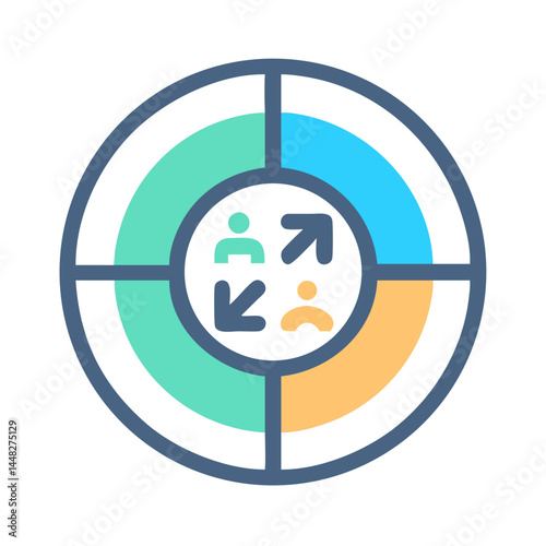 SWOT Circular Layout Icon Representing Internal and External Business Analysis