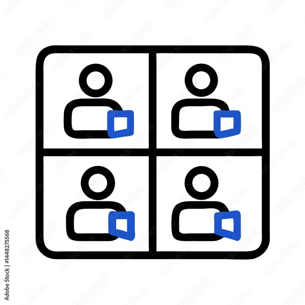 Video Conference Grid Icon Representing Remote Communication and Virtual Meeting Video Conference Grid Icon Representing Remote Communication and Virtual Meeting