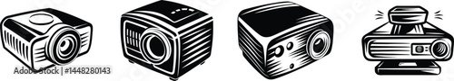  Projector Collection Illustration - Black and White Design