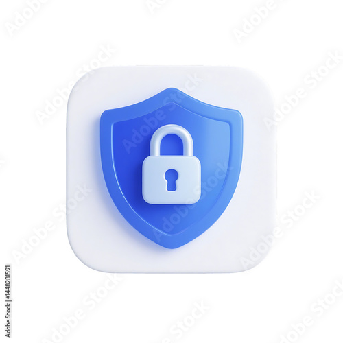 Security shield padlock protection safety privacy secure data cyber safety internet security icon render isolated on transparent background