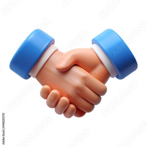 handshake 3d render icons in cartoon plastic style minimal isolated on transparent white background, clipping path