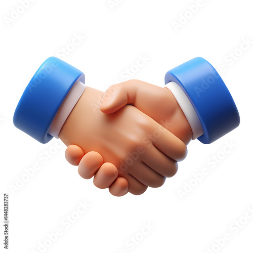 handshake 3d render icons in cartoon plastic style minimal isolated on transparent white background, clipping path