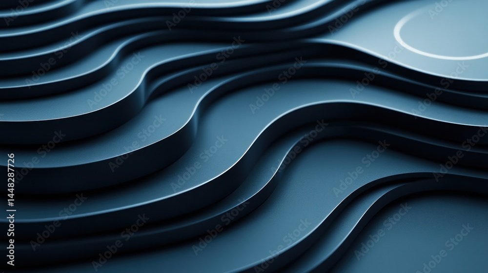 Obraz premium Intricate layered waves in deep indigo.