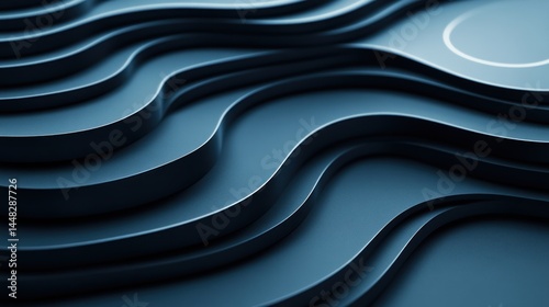 Intricate layered waves in deep indigo.