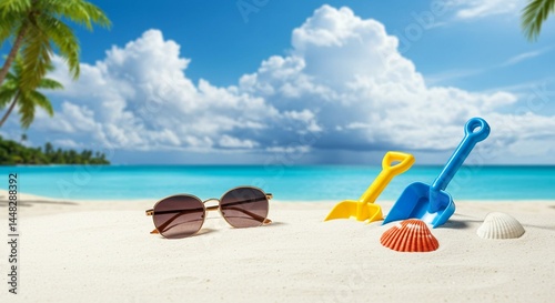 Wallpaper Mural Summer imagery. A background image of goods that evoke the sea and summer. Torontodigital.ca