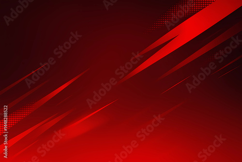 Abstract composition of red streaks and angular shapes with a futuristic gradient.