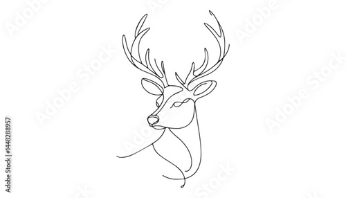 Continuous one single minimal line drawing deer