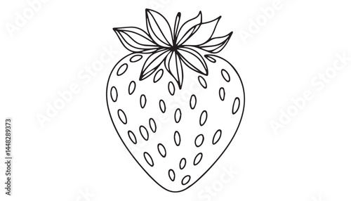 Continuous one single minimal line drawing strawberry
