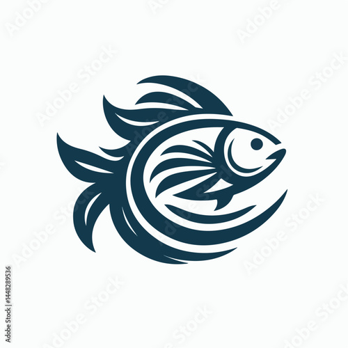 fish illustration icon with water