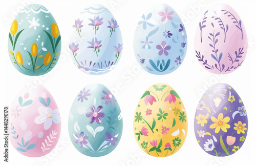 easter eggs vector illustration, easter, egg, holiday, vector, eggs, set, pattern, decoration, illustration, spring, celebration, symbol, design, flower, floral, collection, art, colorful, color, seas