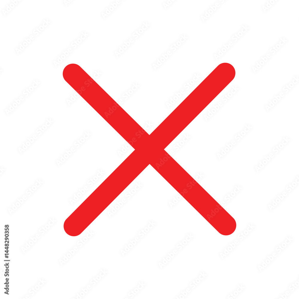 Thin red x icon cross symbol on white background. Emergency medical symbol for healthcare icon vector flat illustration design. Thin red x icon cross symbol on white background. Emergency medical symbol for healthcare icon vector flat illustration design.