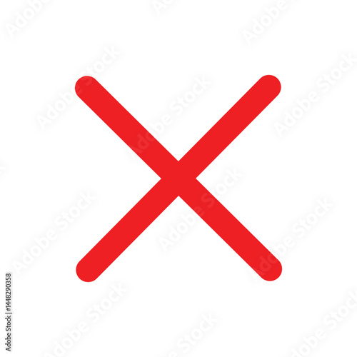 Thin red x icon cross symbol on white background. Emergency medical symbol for healthcare icon vector flat illustration design. 