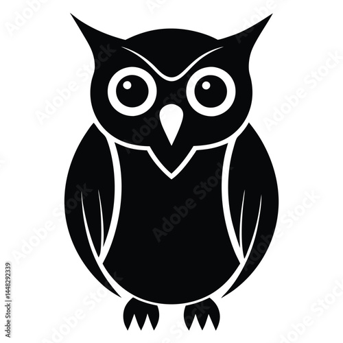 Simple Owl Illustration Black And White Graphic Design Perfect For Logos And Icons