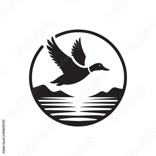 duck vector silhouette clip art logo illustration