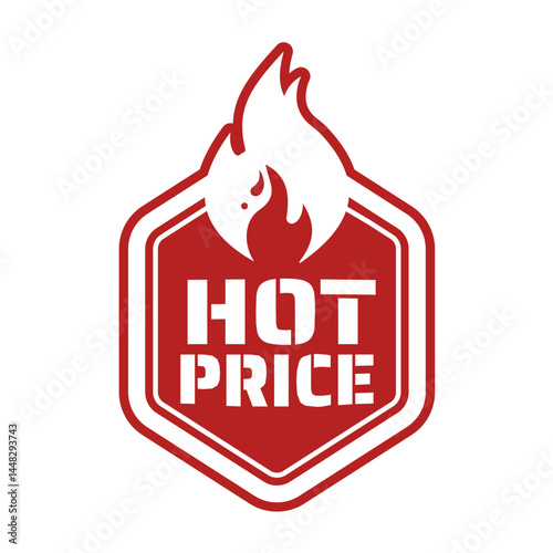 Hot Price – red vintage flame sticker, retro badge – vector illustration