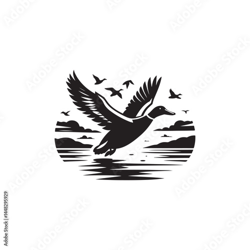 duck vector silhouette clip art logo illustration