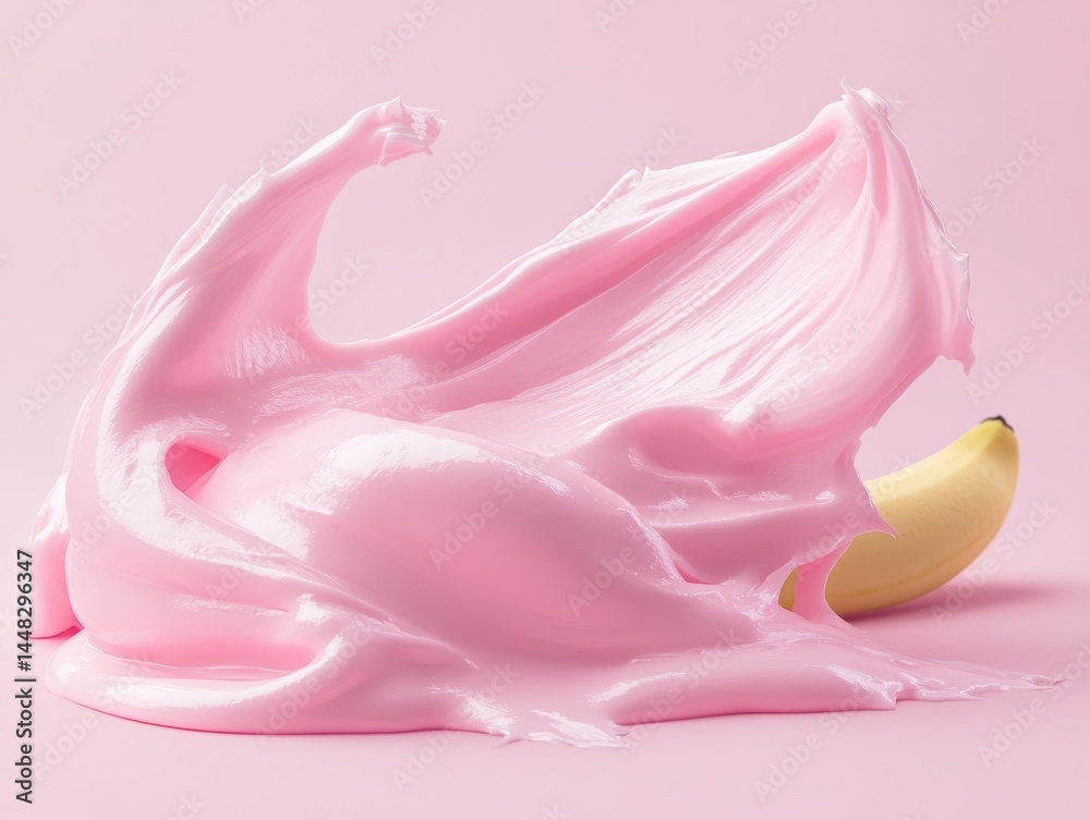 Colorful dessert topping with banana inside Colorful dessert topping with banana inside