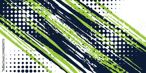 Abstract and Colorful Brush Background with Halftone Effect. Brush Stroke Illustration for Banner, Poster, or Sports Background. vector eps10