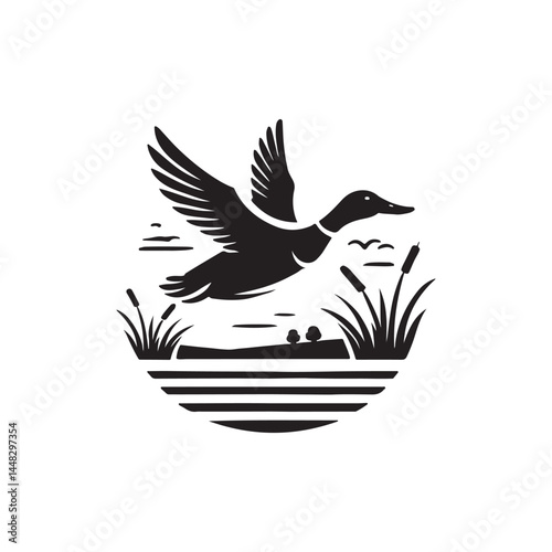 duck vector silhouette clip art logo illustration