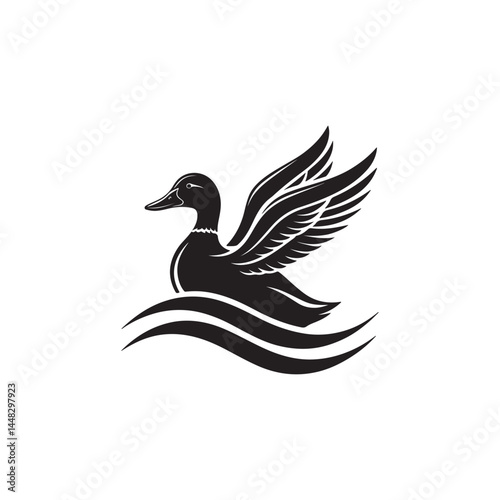 duck vector silhouette clip art logo illustration