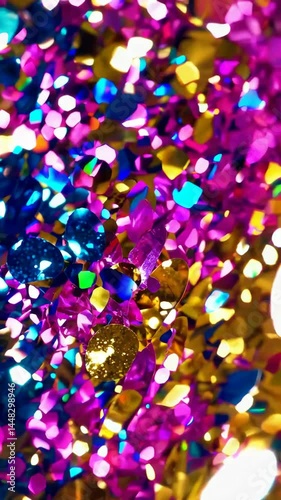 Vibrant abstract motion with sparkling colors and dynamic glitter particles