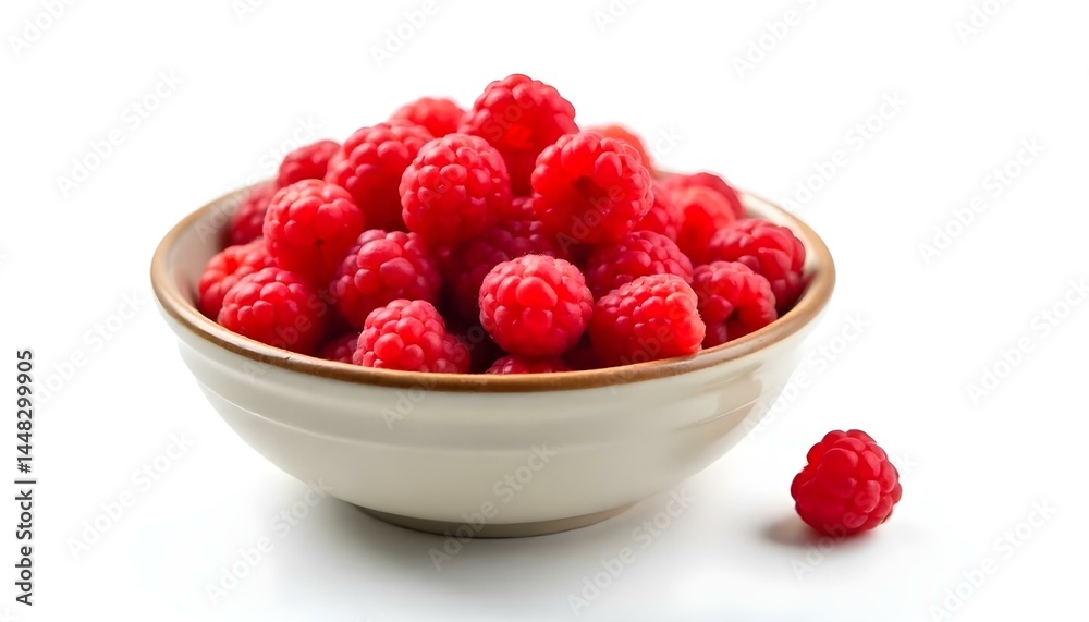 Raspberries in a bowl isolated on white background. Raspberries in a bowl isolated on white background.