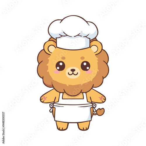 cute icon character lion chef