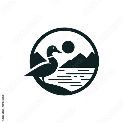 duck vector silhouette clip art logo illustration