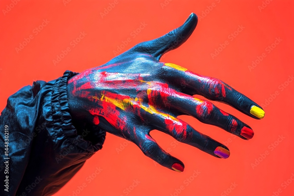 Pain of disorder - arm pain: abstract image of human state. Crying in pain. Acute illness. Unseen suffering. Metaphorical arm pain physical senses, of a disorder and suffering. Sickness con.