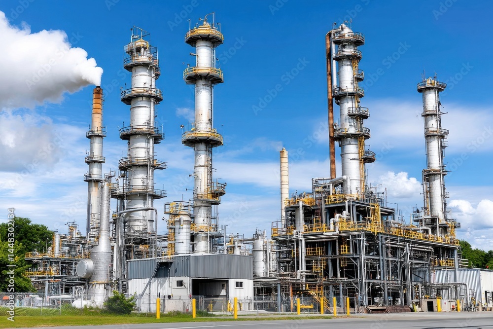 Fototapeta premium refinery and industry modern factory and petrochemical facilities, advanced engineering, efficient plant operations, energy generation, power production, fuel processing, and dynamic gas systems