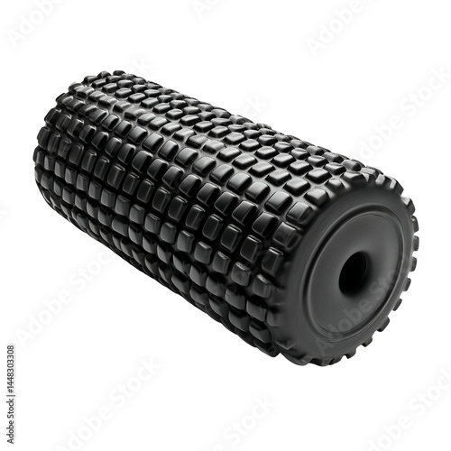 Black foam massage roller for fitness and therapy photo