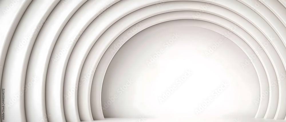 Obraz premium White concentric arches form a minimalist, clean, architectural, abstract backdrop