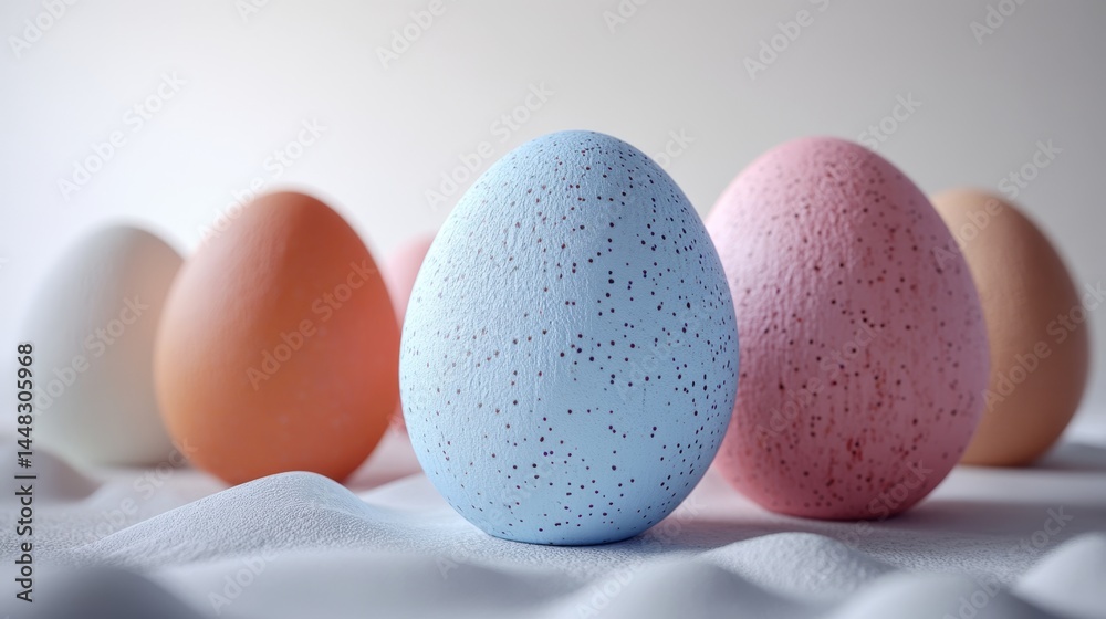Brightly colored eggs with sparkles arranged in an aesthetically pleasing display, suitable for Easter, spring celebrations or a fun children's arts and crafts activity.