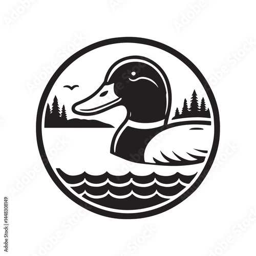 duck vector silhouette clip art logo illustration