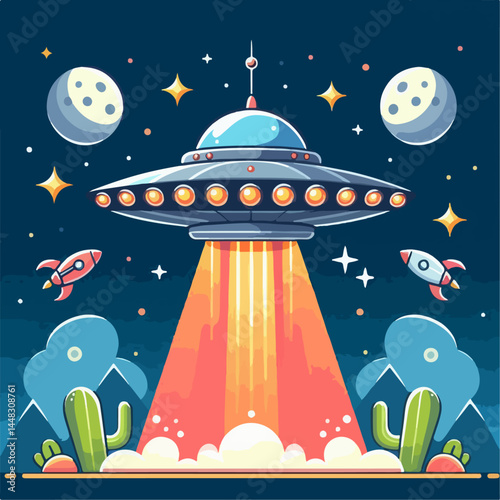 illustration of an alien saucer plane