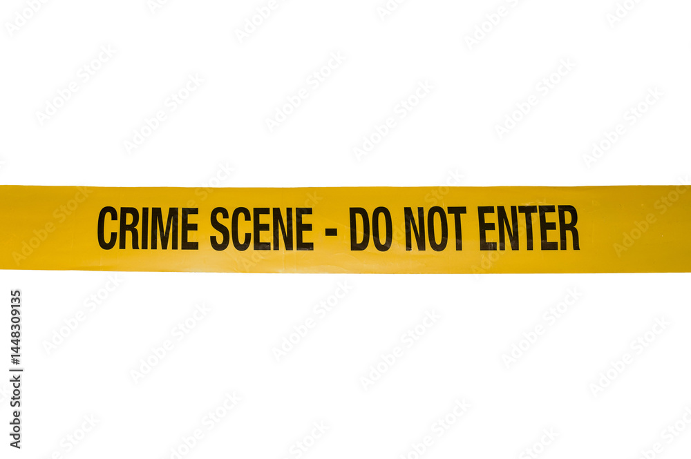 Yellow Crime Scene Do Not Cross Tape Isolated on a white background