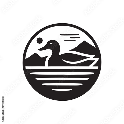 duck vector silhouette clip art logo illustration