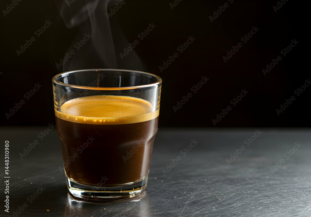 Steaming espresso shot on metal Steaming espresso shot on metal