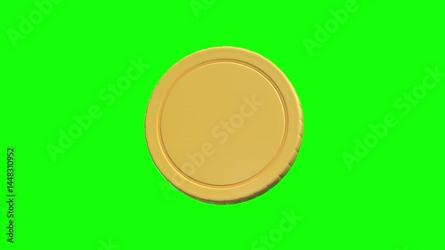 Bitcoin 3D Animated Icon with green screen