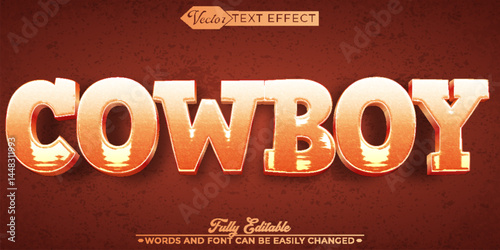 Red Worn Cowboy Vector Editable Text Effect Template
