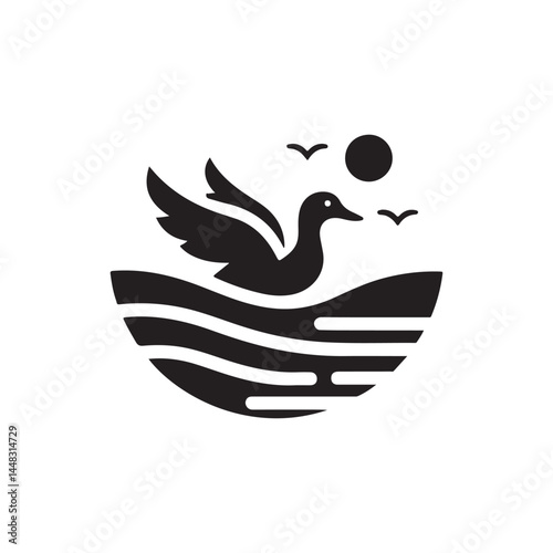 duck vector silhouette clip art logo illustration