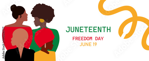 Annual American holiday June 19 poster. Juneteenth Independence Day Background. Black History Month. African American Liberation Day. Vector illustration. Juneteenth Emancipation Day.